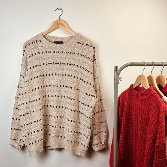 Vintage Cotton mix Grandpa Sweater - Crewneck - Oversized XL - Picture 1 of 7